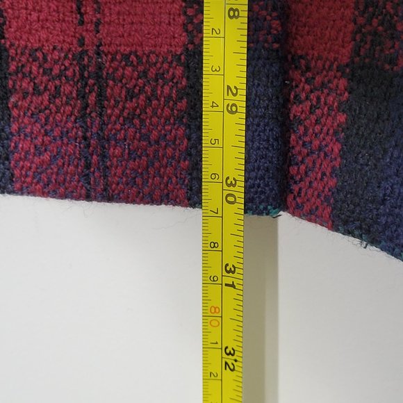 Vintage Oversized Wool Red Plaid Blazer 80's 3/4 sleeve Blazer Gold Buttons - Picture 11 of 16